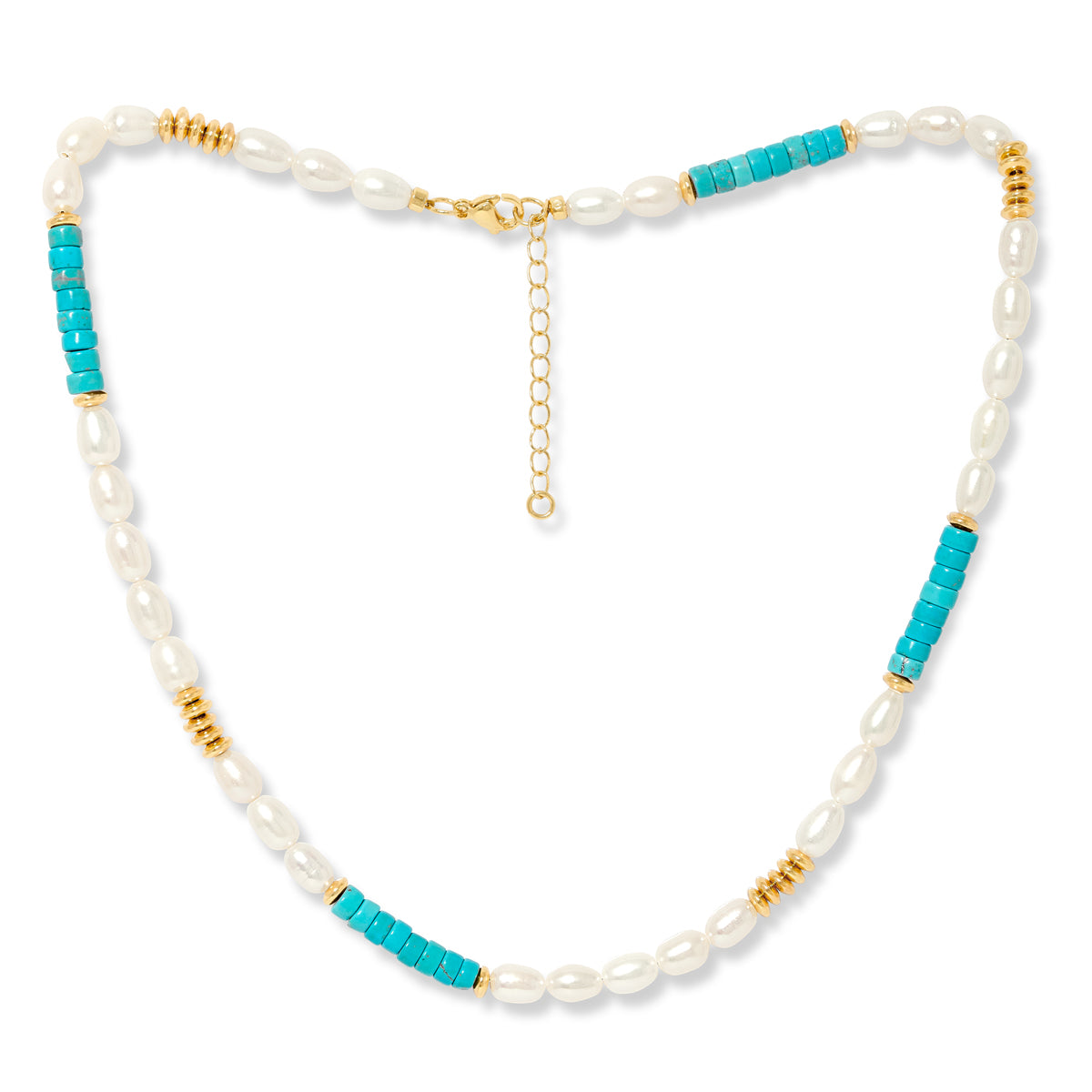 Pearl & Turquoise Nuggets Necklace