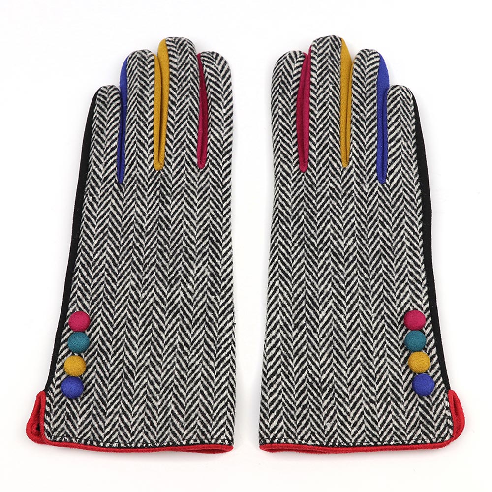 Tweed Faux Suede Gloves