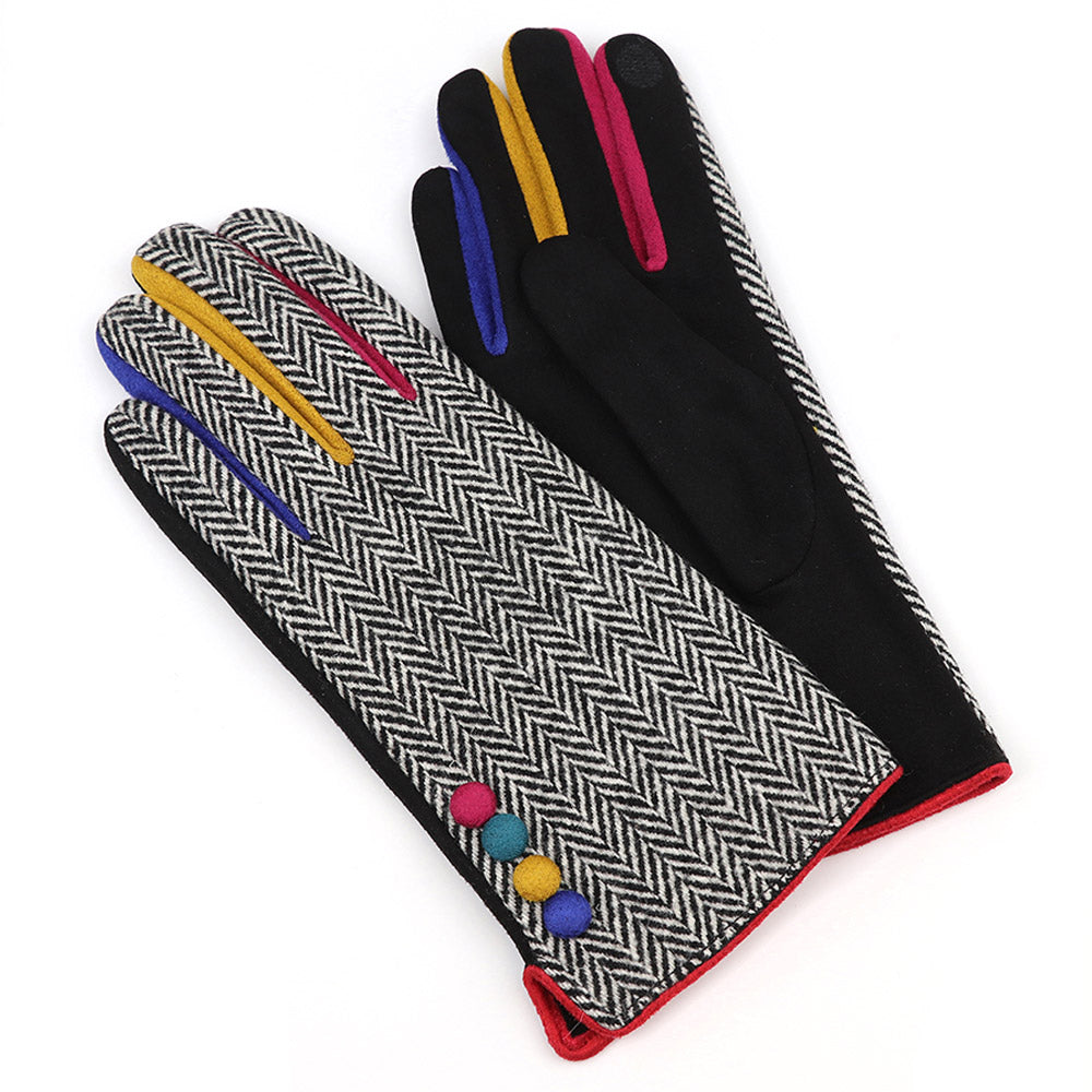Tweed Faux Suede Gloves