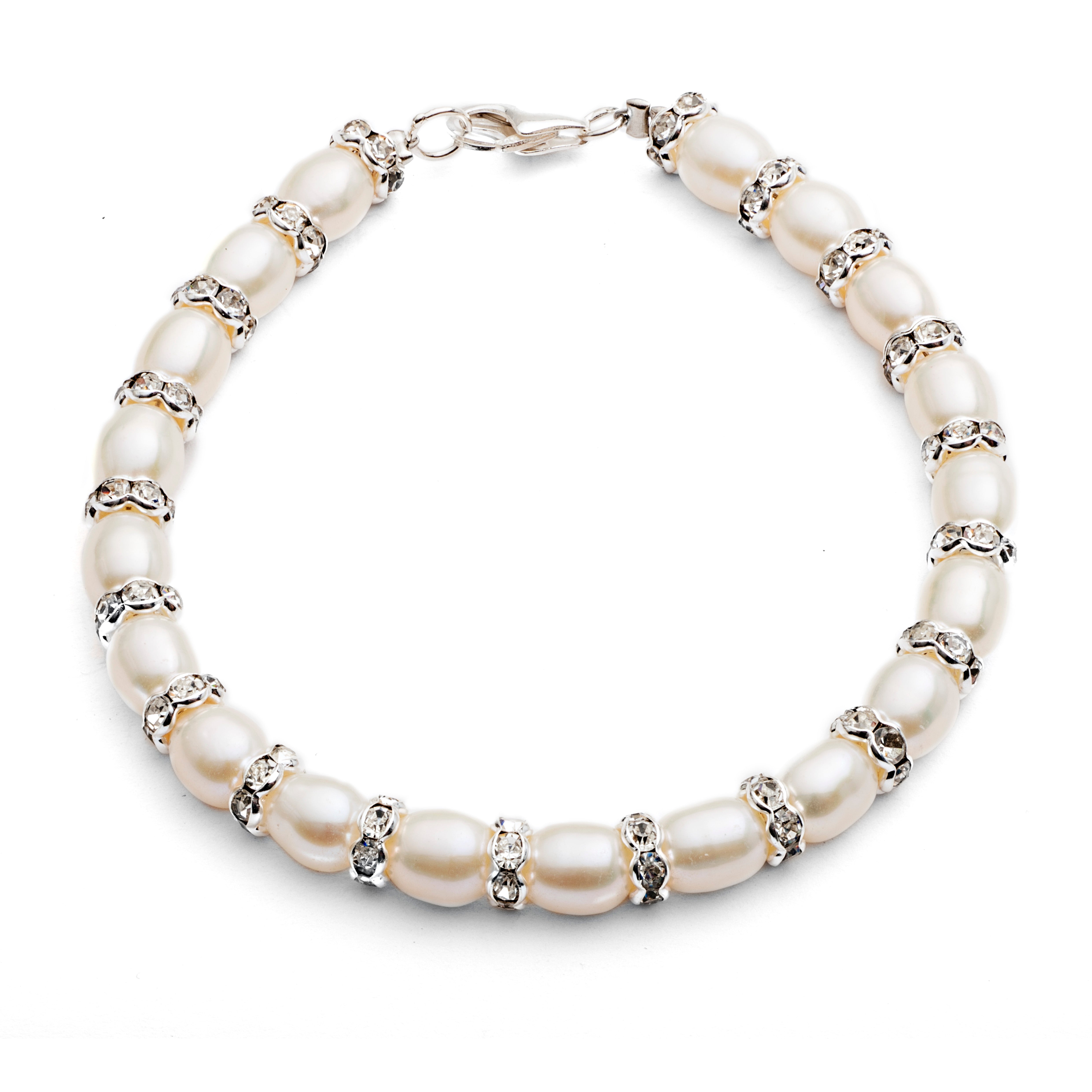 White Cultured Freshwater Pearl & Crystal Bracelet