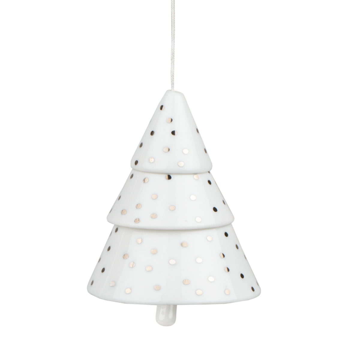 White Porcelain Silver Dots Christmas Tree Decoration