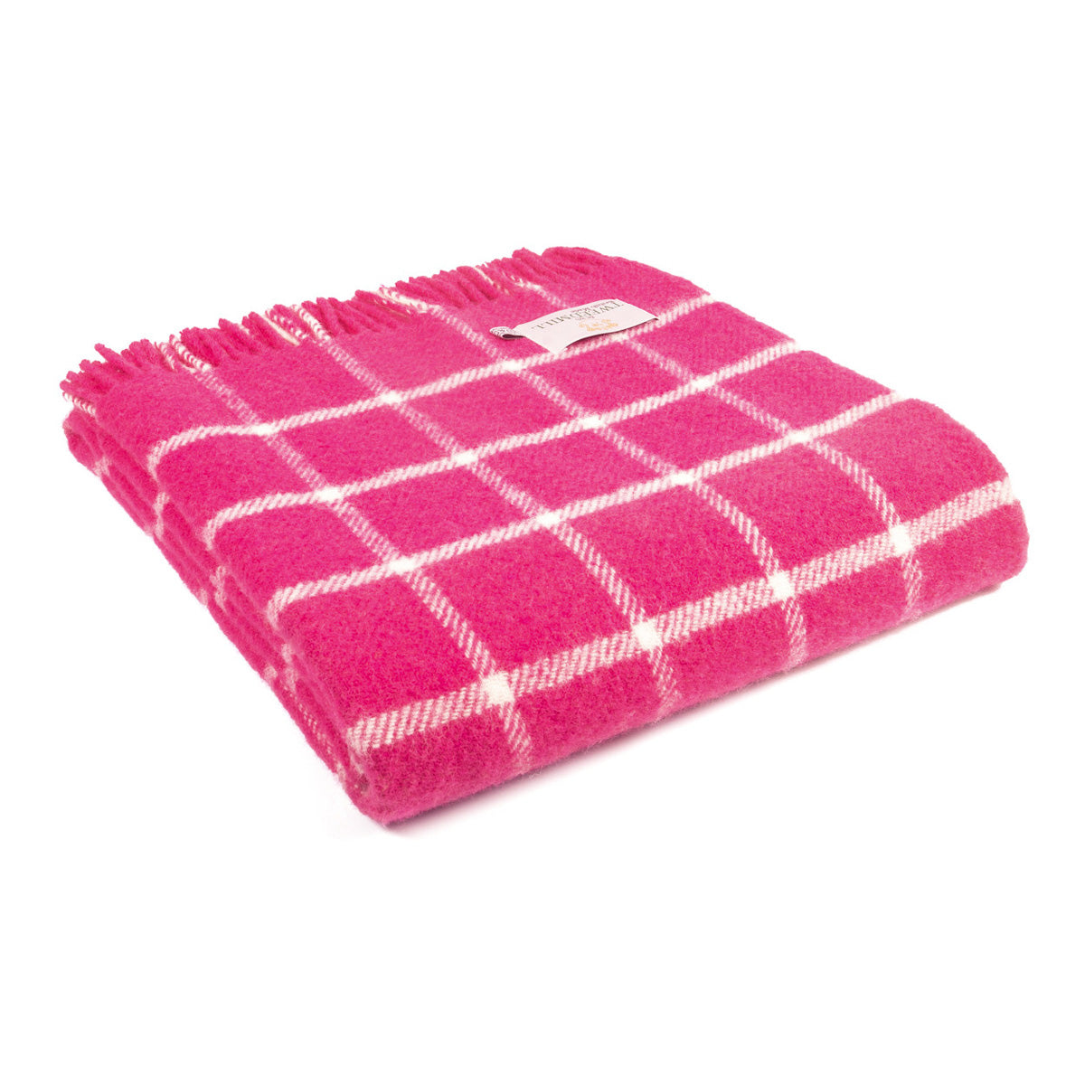 Pink Chequered Check Pure New Wool Knee Throw