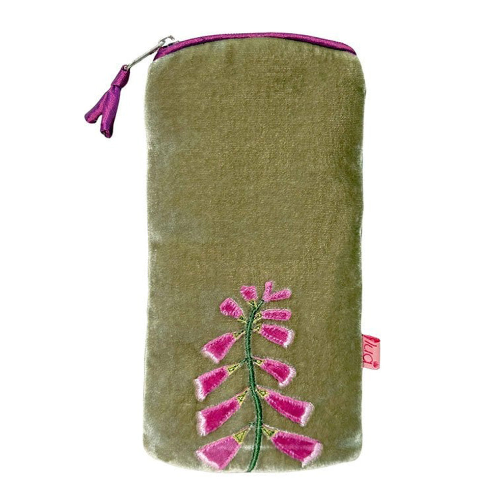 Foxglove Green Velvet Glasses Case