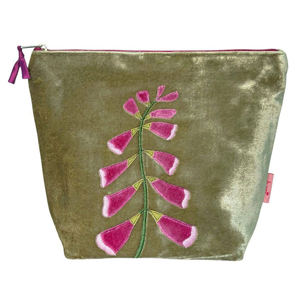 Foxglove Green Velvet Cosmetic Bag
