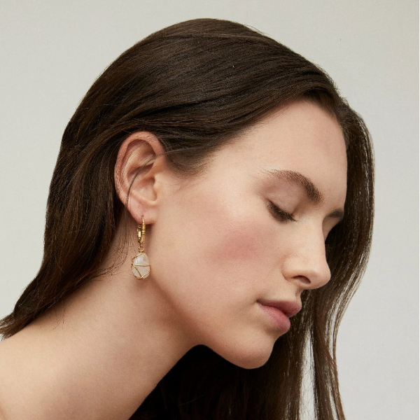 Crystal Rock Gold Drop Earrings