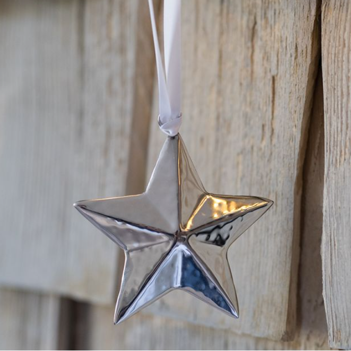 silver hanging star decoration