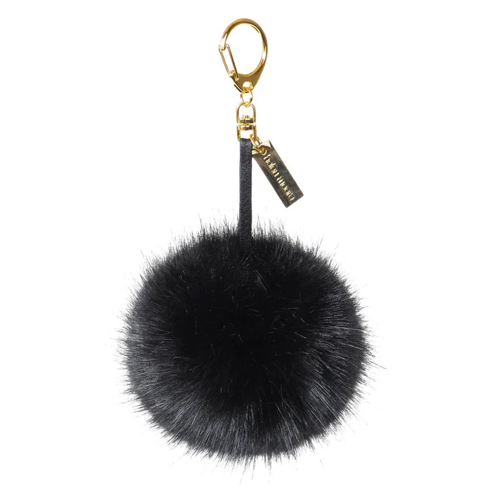 Jet Faux Fur Pom Pom Keyring