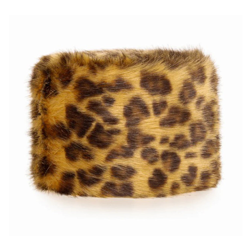Leopard Faux Fur Pillbox Hat