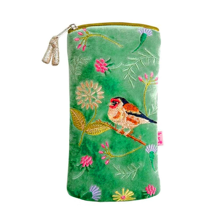Goldfinch Aqua Velvet Glasses Purse