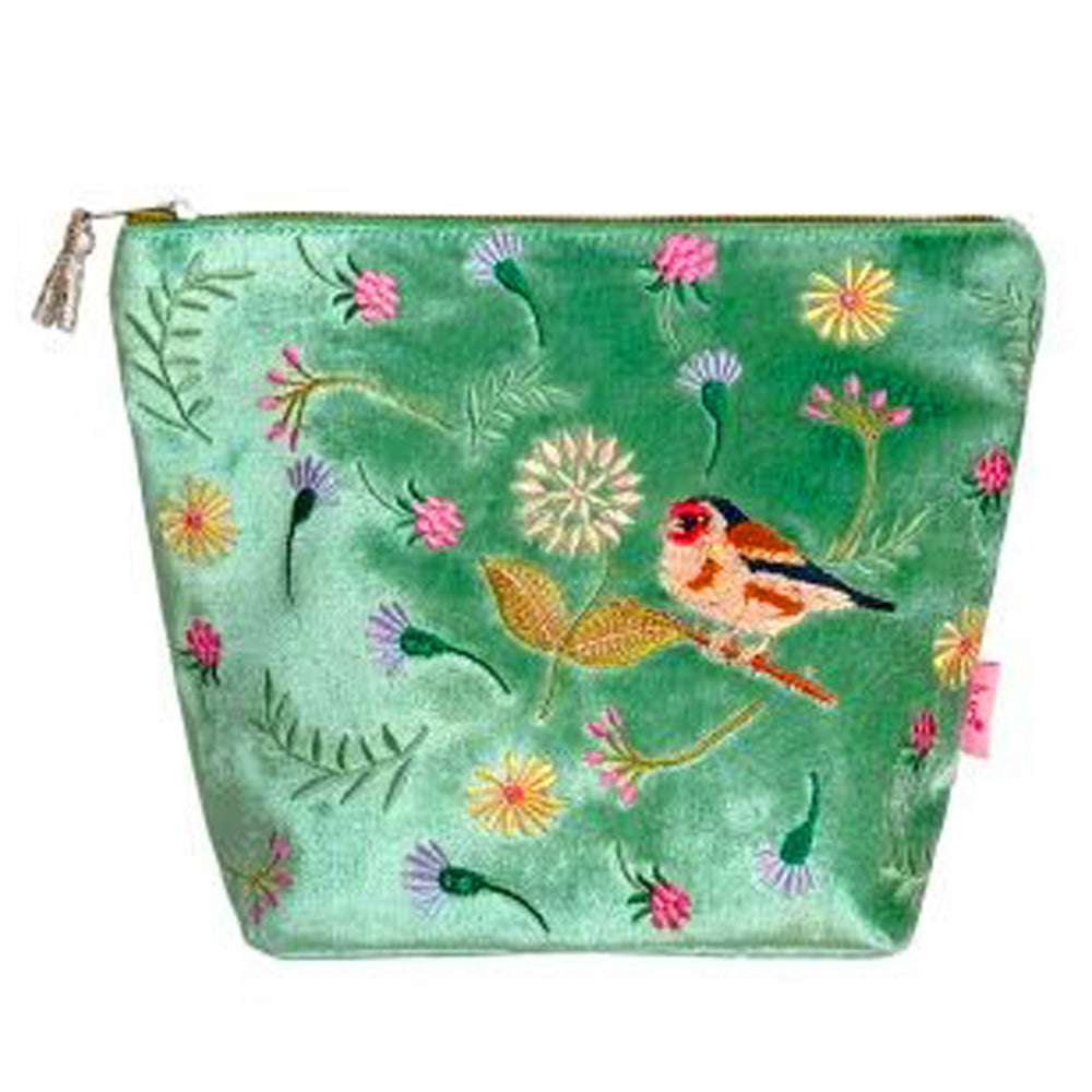 Goldfinch Aqua Large Velvet Cosmetic Purse