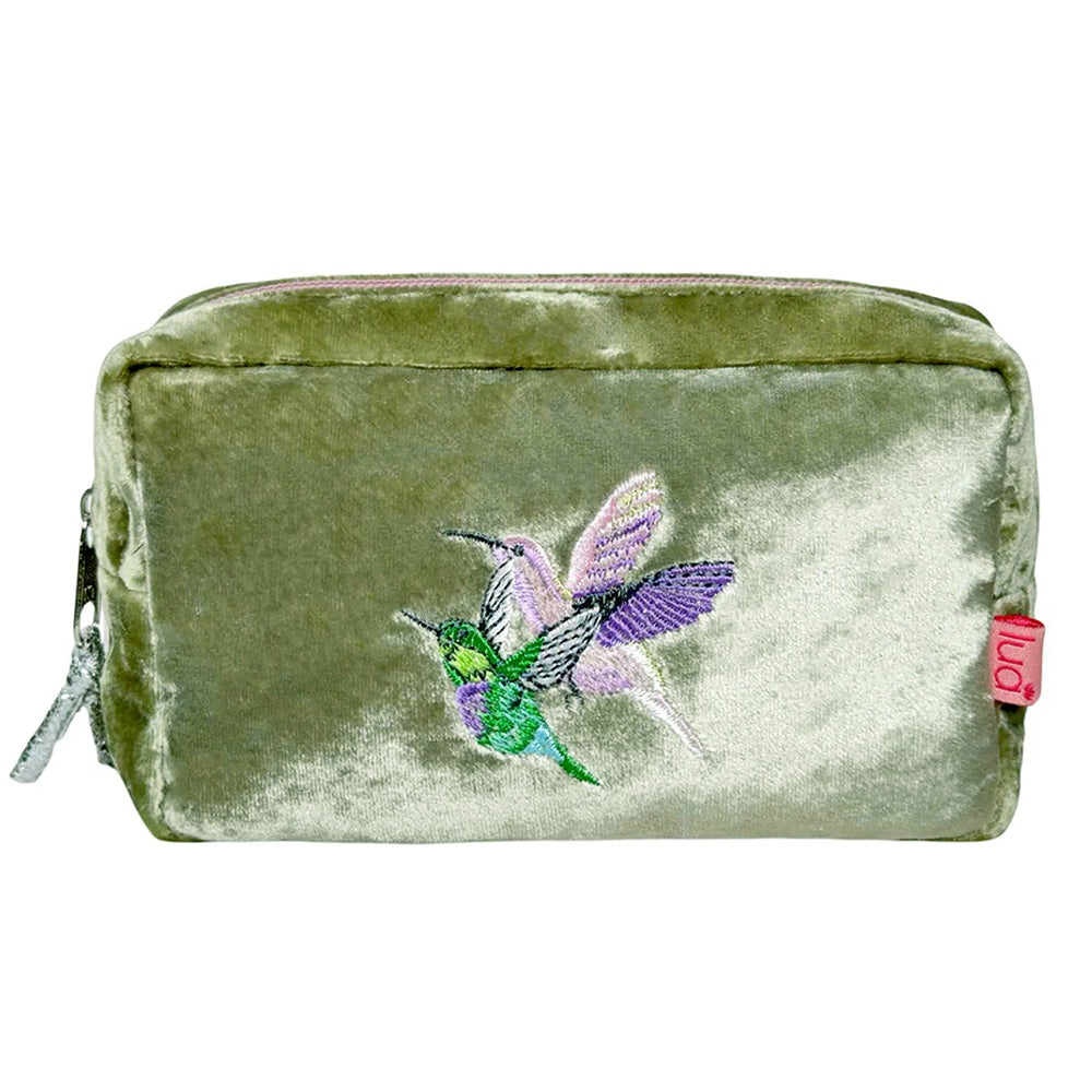 Hummingbird Velvet Makeup Bag
