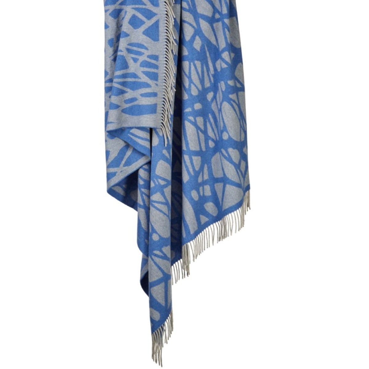 Mosaic Blue Merino Wool Blanket