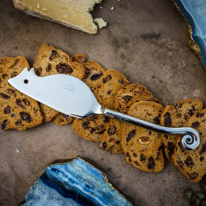 Silver Hammered Shell Mouse Cheese Knife