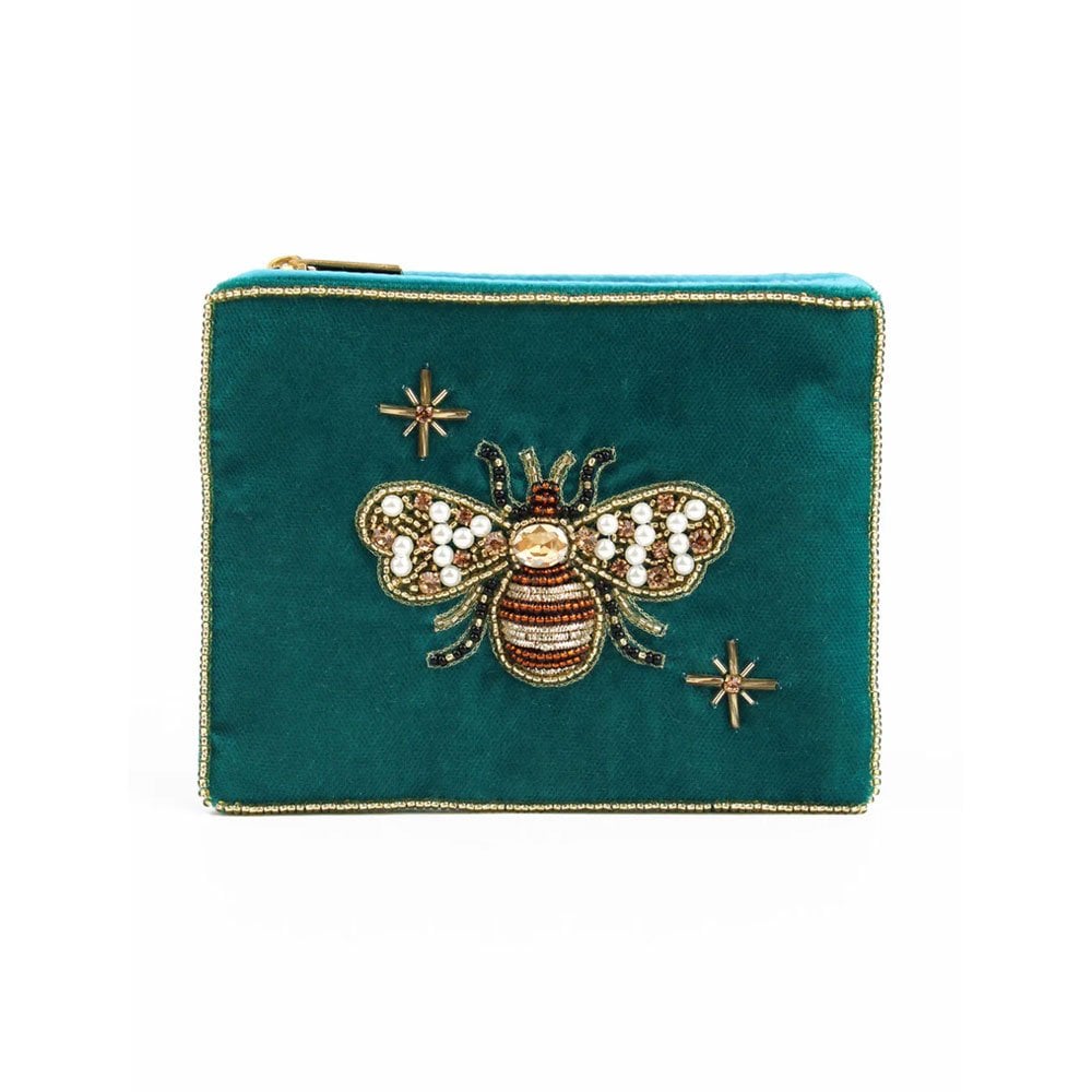 Teal Velvet Bee Purse