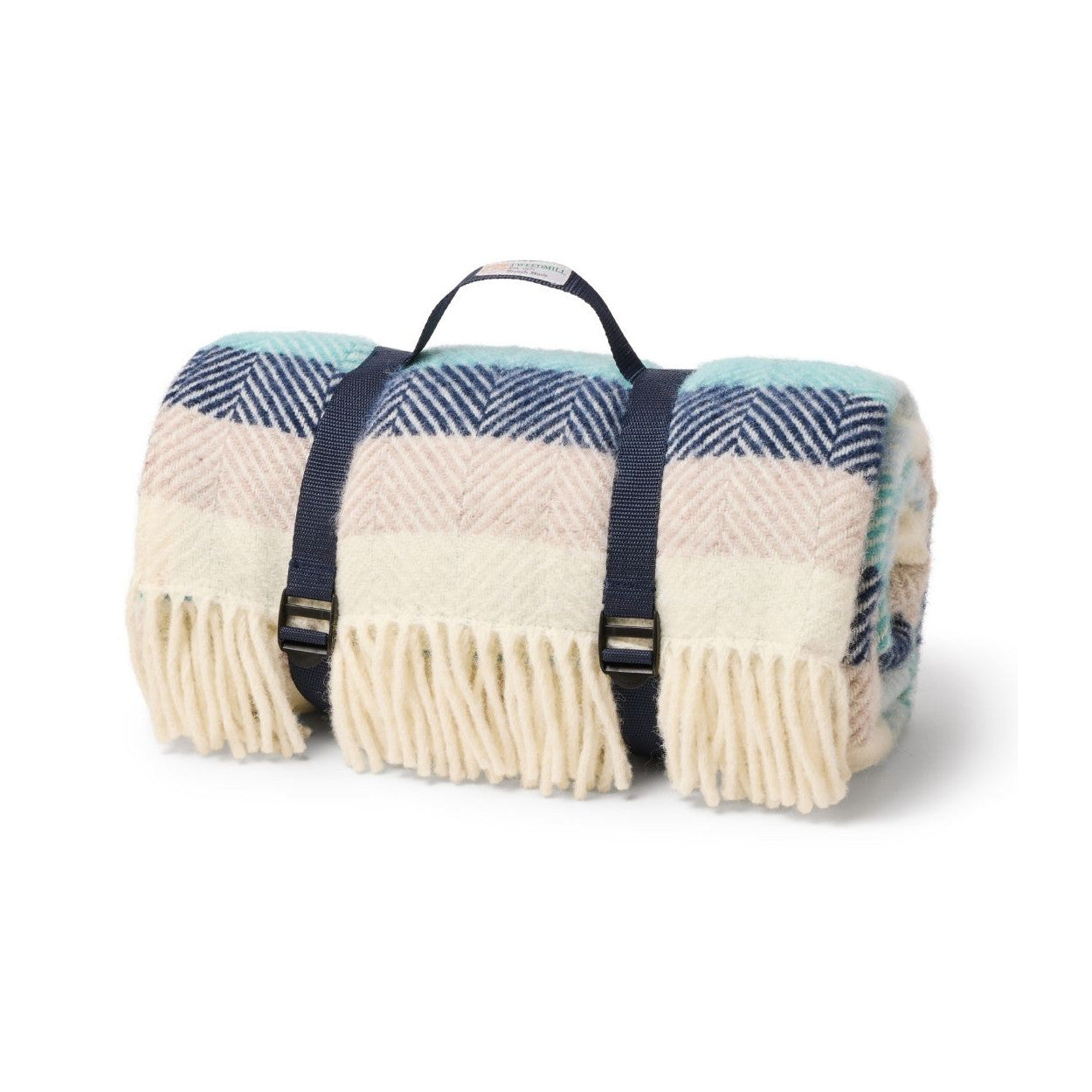 Seashore Blue Stripe Pure New Wool Picnic Rug