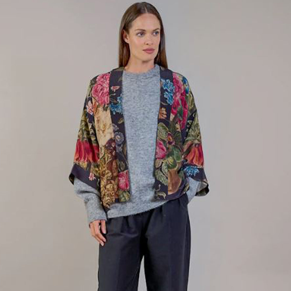 Primula Black Crepe Kimono