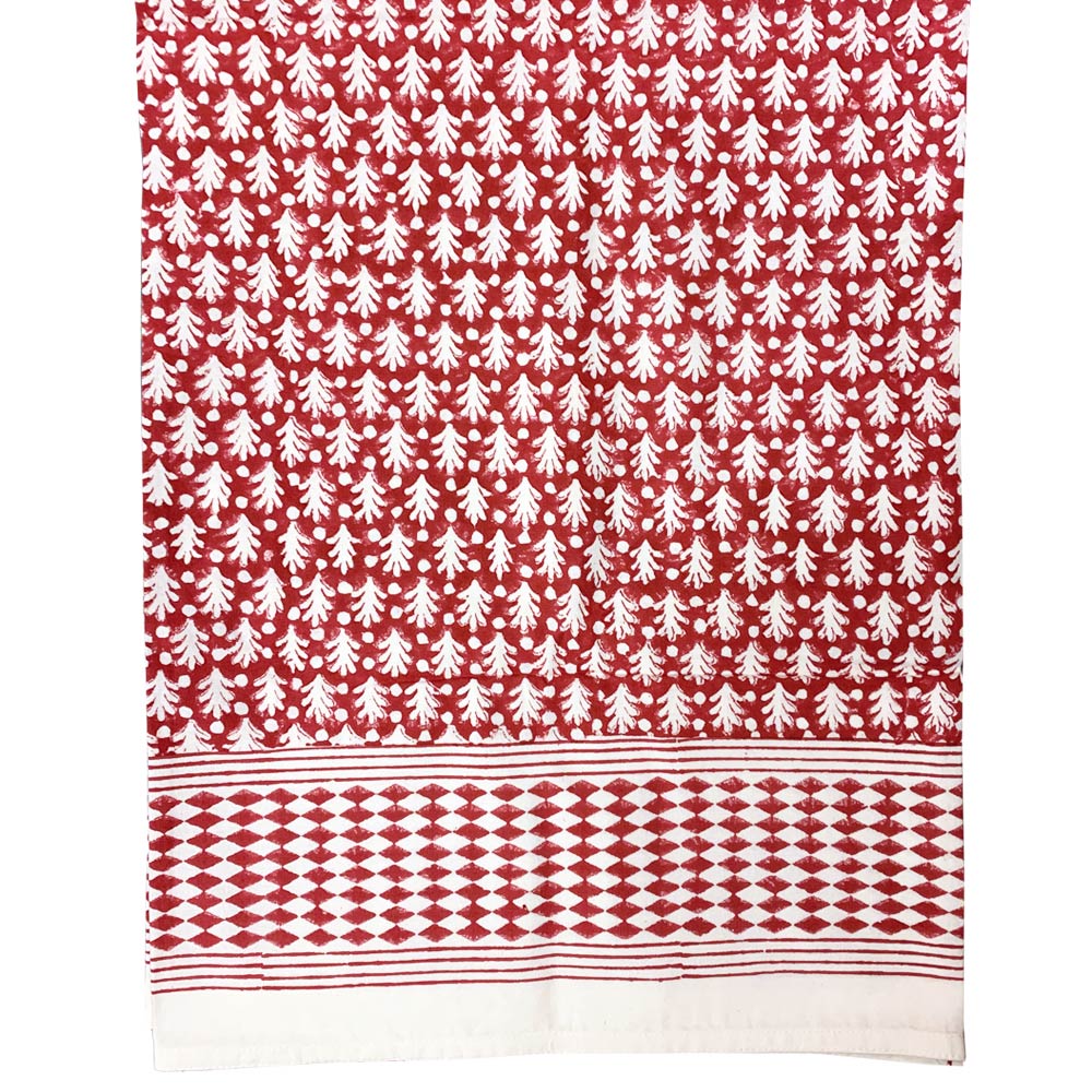 Red Acorn Cotton Tablecloth
