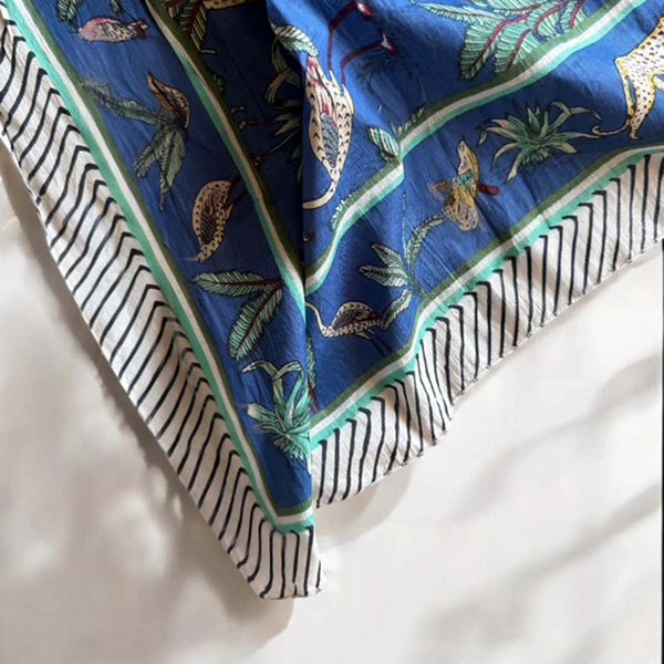 Sea Blue Jungle Pure Cotton Scarf