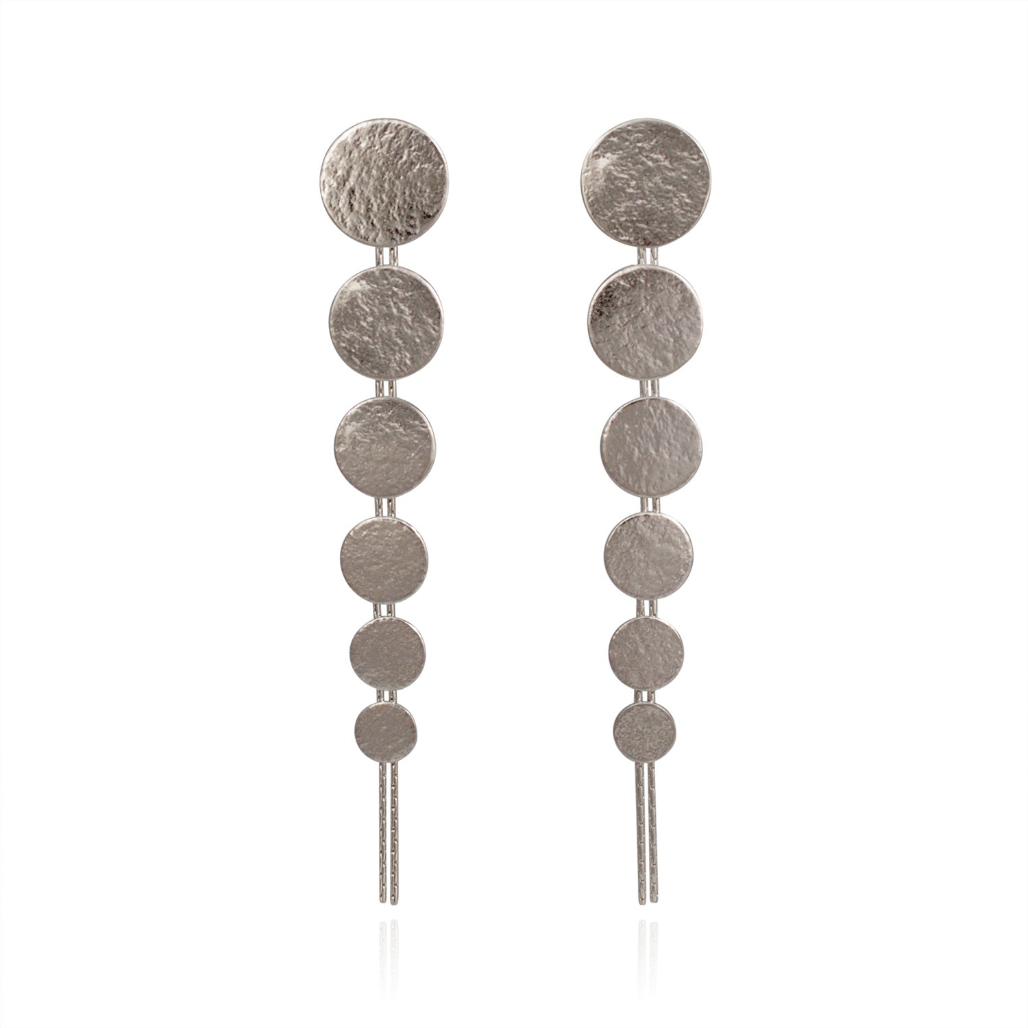 Paillette Silver Large Drop Earrings