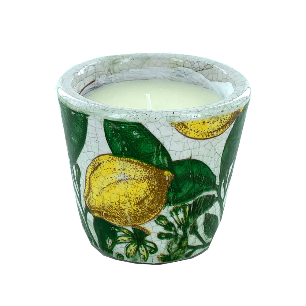 Spanish Lemon Ceramic Pot Candle