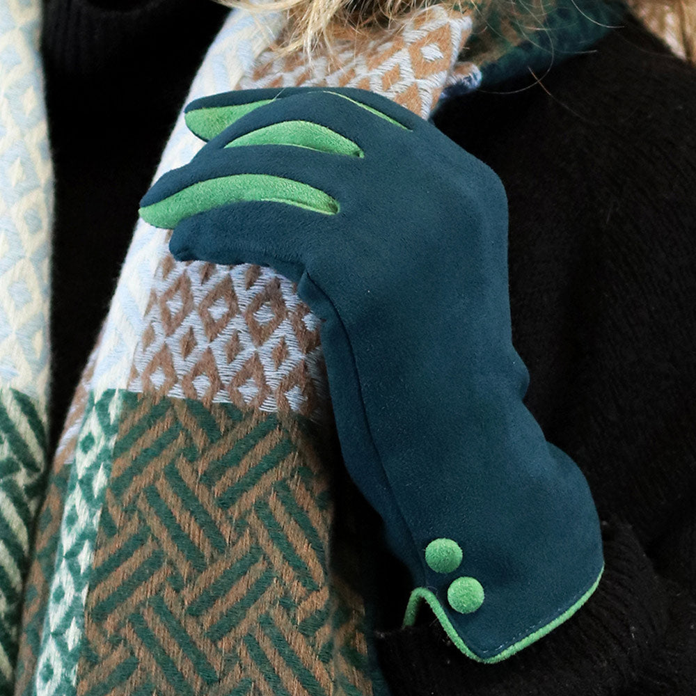 Teal Faux Suede Gloves