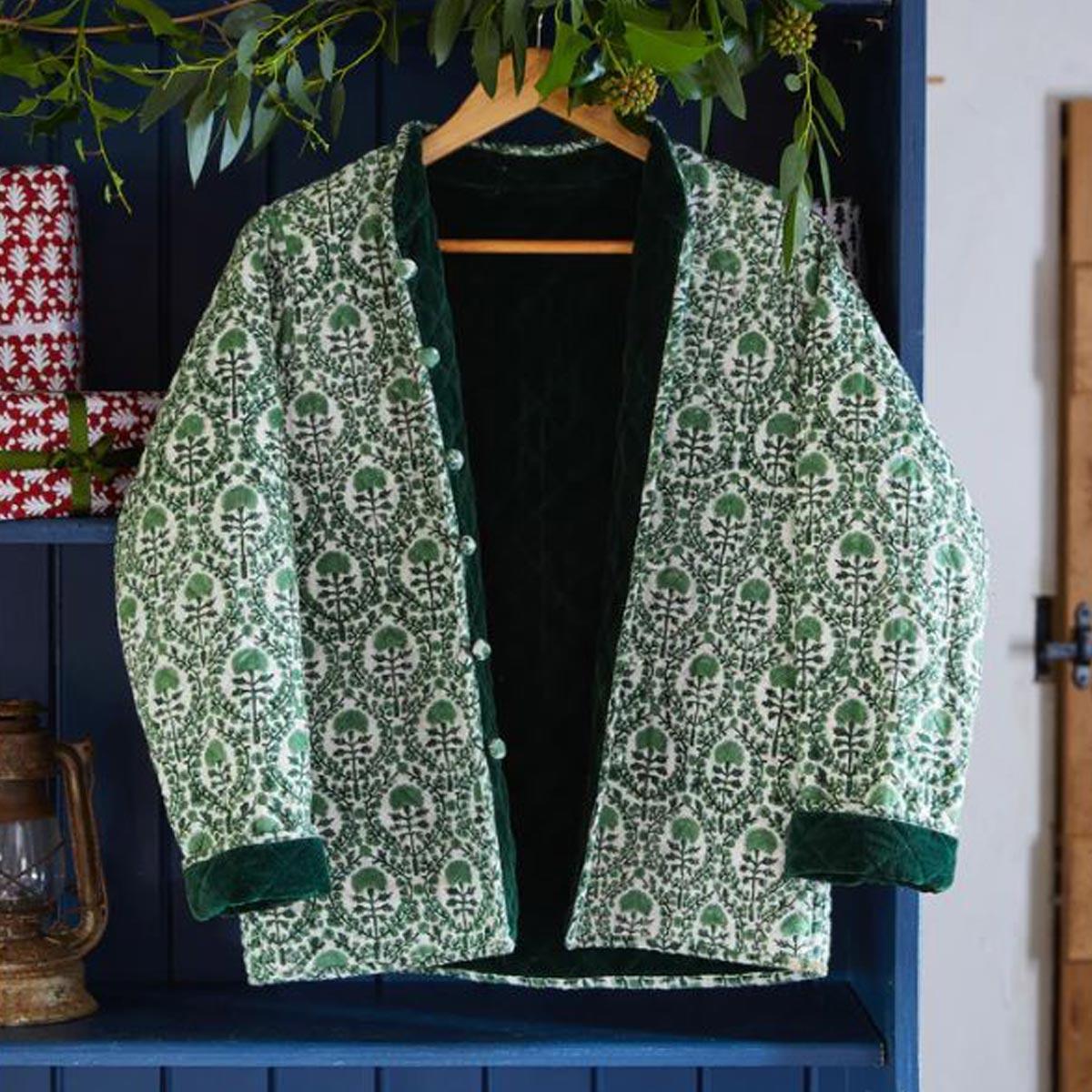 Velvet Quilted Green Jacket