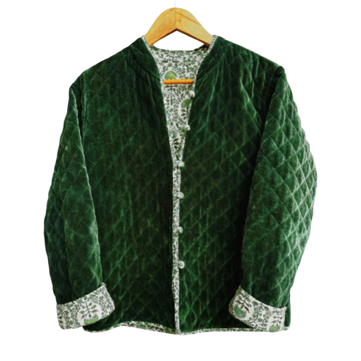 Velvet Quilted Green Jacket