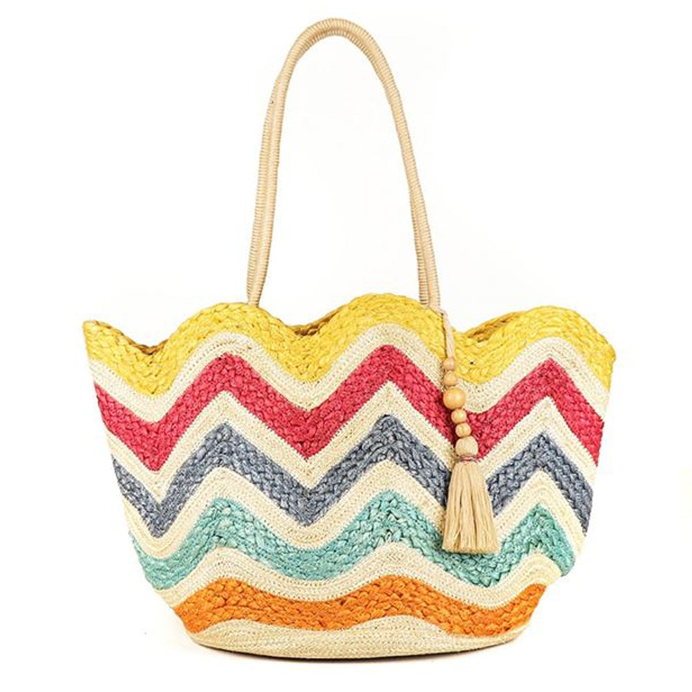 Wavy Stripe Natural Jute Bag